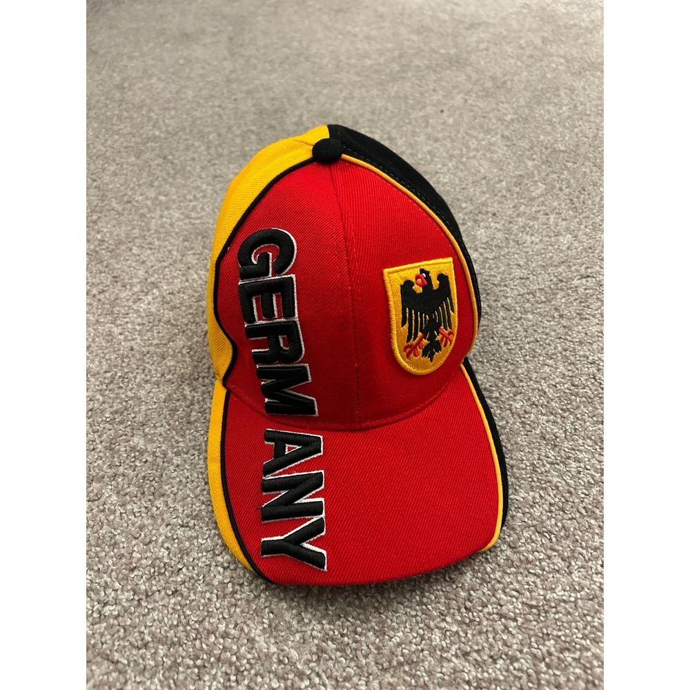 Vintage Unipro Germany Baseball Cap Unisex OSFM Red Black Gold Excellent Hat